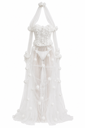 OM149 Transparent Floral Wedding Dress