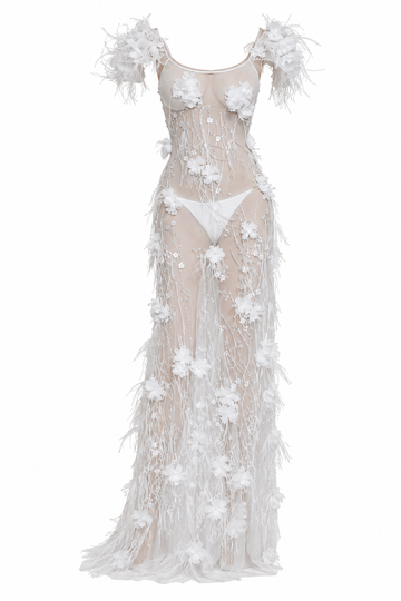 Vestido plumas
